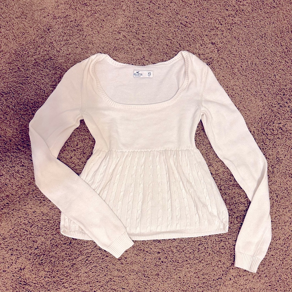 Babydoll Blouse -Cream White Knit Hollister XS